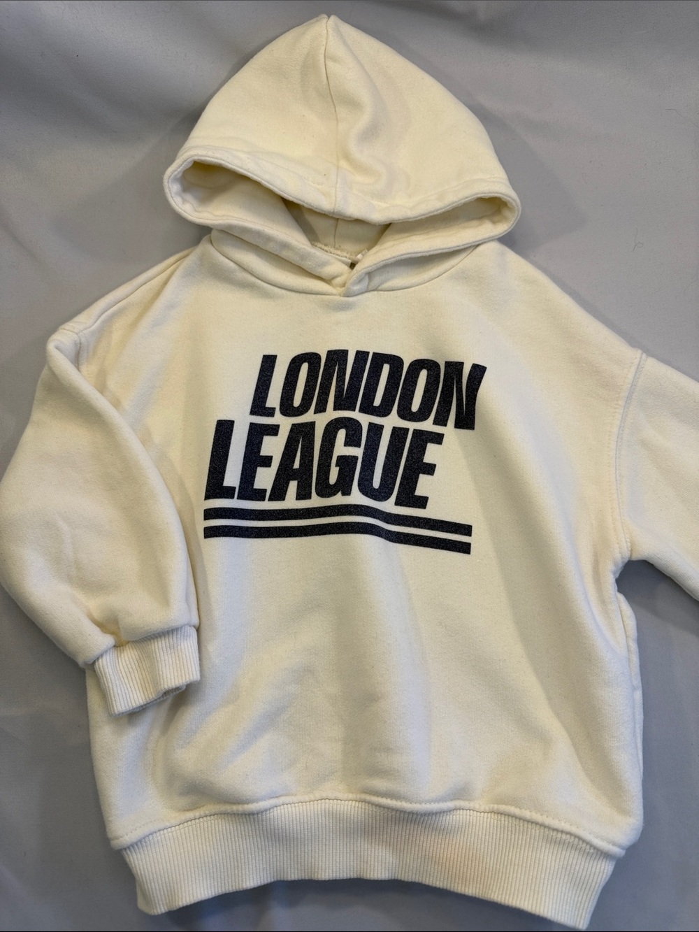 Zara - Cream Hoodie with Navy 'London League' Logo